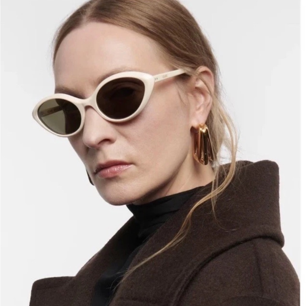 Celine CL40264U 25N Shiny Ivory/Khaki 57-20-140 RX Sunglasses New Authentic $420